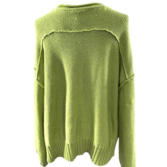 "LUMIE'RE" Lime Green Sweater, Slouchy, Size L,Oversize,SNAG IN SLEEVE,SEE PICS - Picture 4 of 14